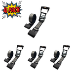 2" x 27' MMS Short-Handle Ratchet Strap w/Flat Hook 4-Pack - Gray