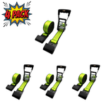 2" x 27' MMS Short-Handle Ratchet Strap w/Flat Hook 4-Pack - Green