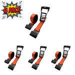 2" x 27' MMS Short-Handle Ratchet Strap w/Flat Hook 4-Pack - Orange