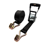 2" x 27' MMS Short-Handle Ratchet Strap w/Double-J Hook - Black