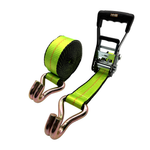 2" x 27' MMS Short-Handle Ratchet Strap w/Double-J Hook - Green